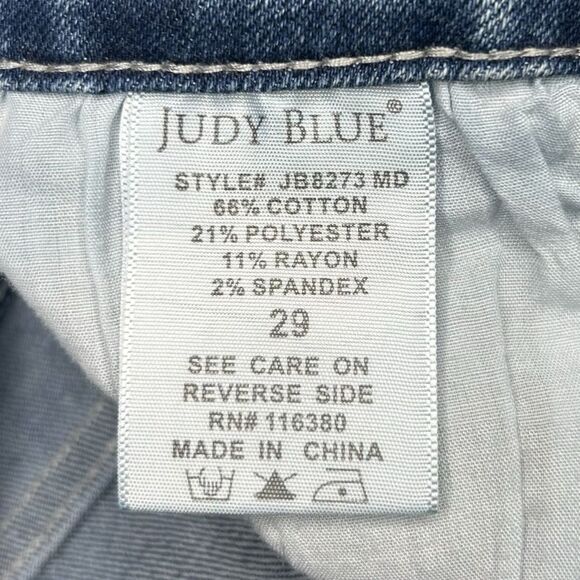 Judy Blue Shredding Up Relaxed Fit‎ Distressed Medium Denim Jeans JB8273 Size 29 - Picture 4 of 6
